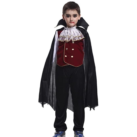 Kids Boys 10-12yrs Vampire Halloween Costume DressUp Cosplay Gothic Medieval NWT - Picture 1 of 7